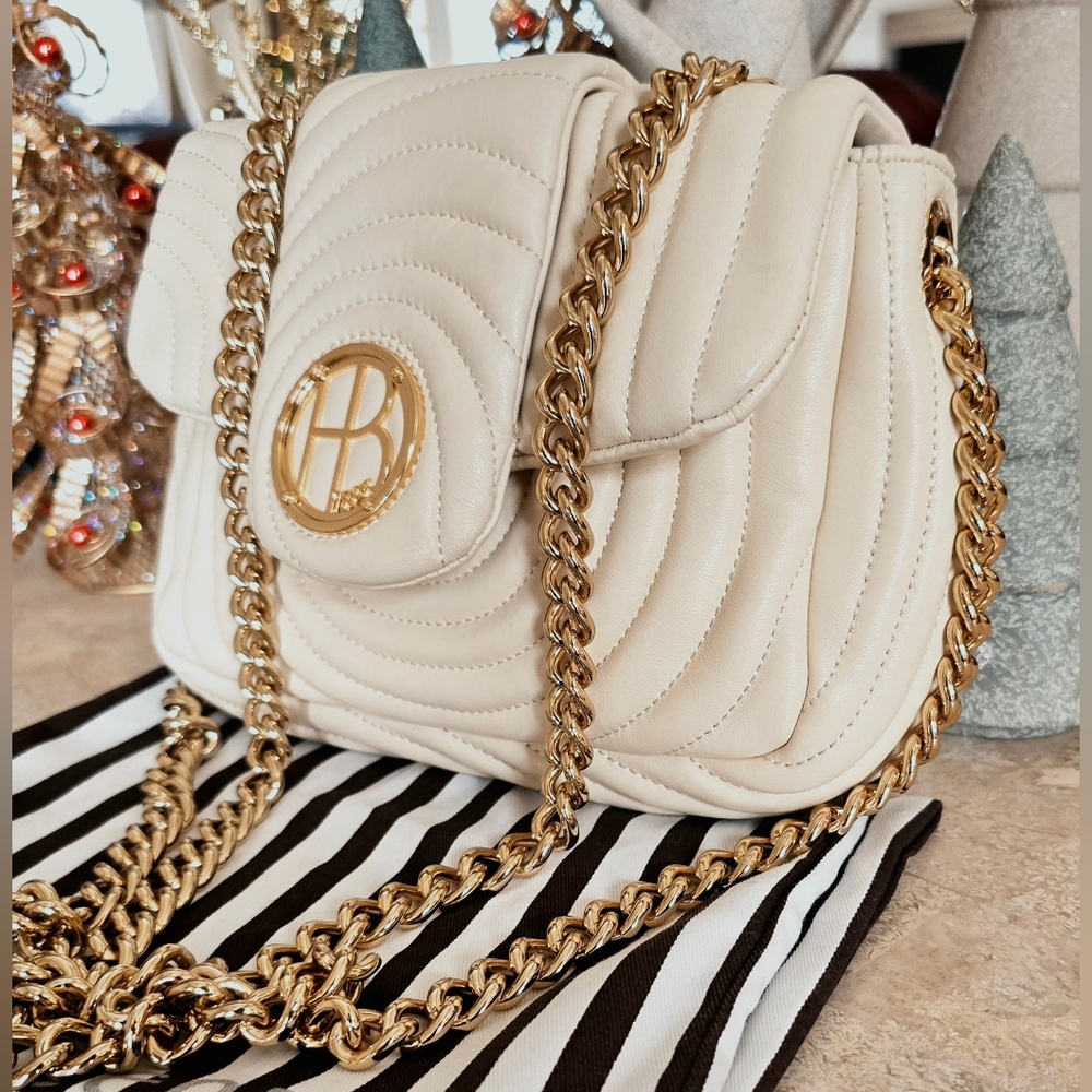 Henri Bendel Quilted Leather Convertible Gold Chain Shoulder Bag NWOT - Picture 3 of 13